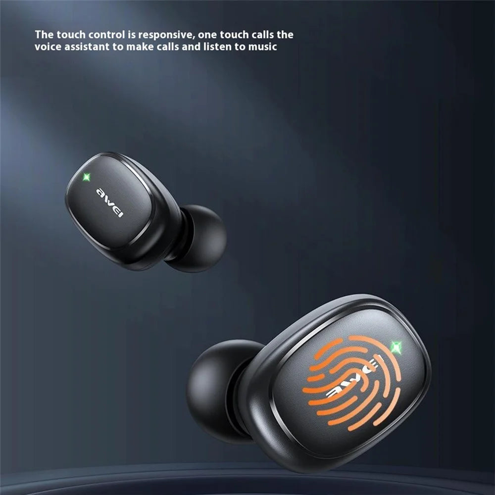 AWEI T13 Pro HiFi Stereo Sound Bluetooth-compatible Headset Touch Control Wireless Headphone Built-in 8mm Driver Unit - Blue - 6