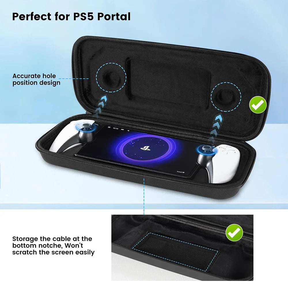 For Sony PS5 Portal Handheld Game Console Storage Bag Set with Joystick Caps, Screen Protectors, Silicone Case - 4
