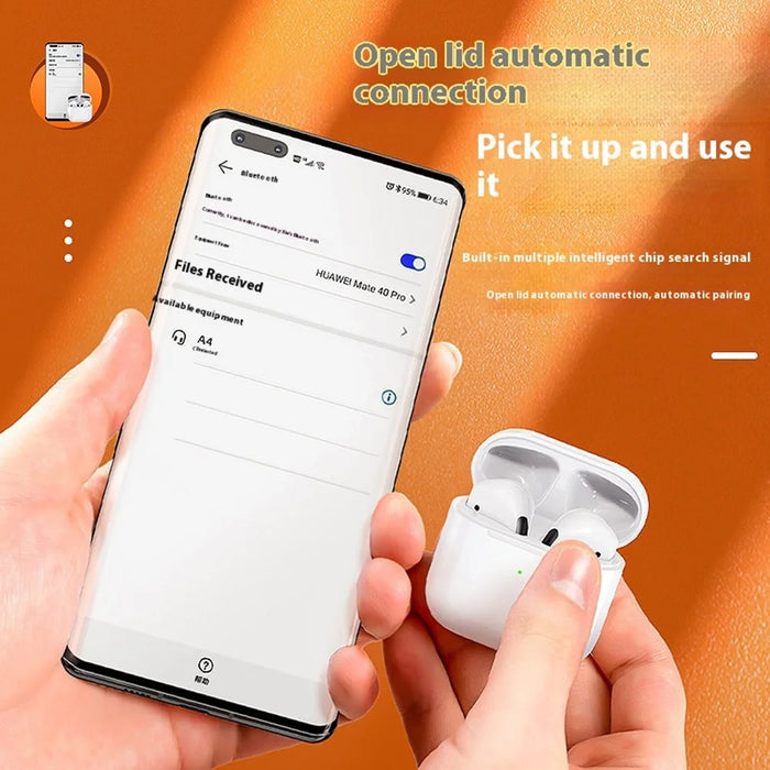 Pro4 TWS Bluetooth Earphone Noise Reduction Call Wireless Music Headset - White - 6