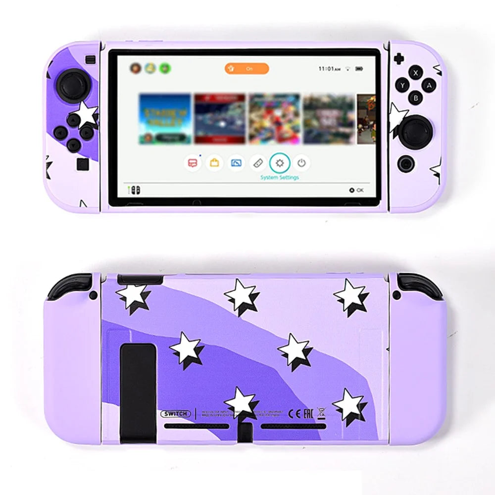 DATA FROG For Nintendo Switch Stylish Printed Protective Case Game Console Anti-Drop TPU Shell - Star - 1