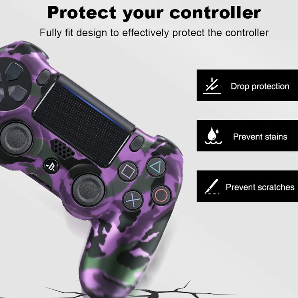 DATA FROG Silicone Cover for Sony PlayStation 4 Pro / PS4 Slim / Playstation 4 Game Controller Graffiti Protective Case - Blue Y - 3