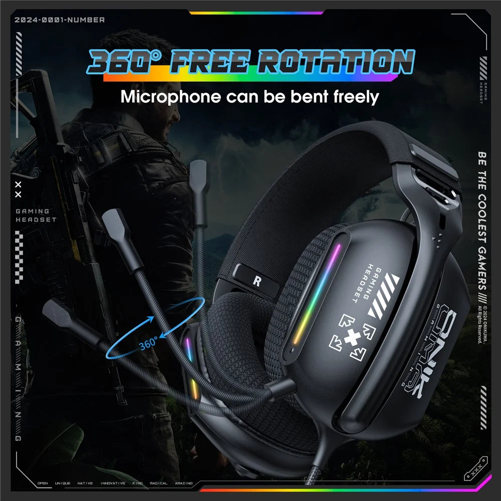 ONIKUMA X12 USB+3.5mm Wired E-Sport Headphone Over-Ear Gaming Music Headset - 3