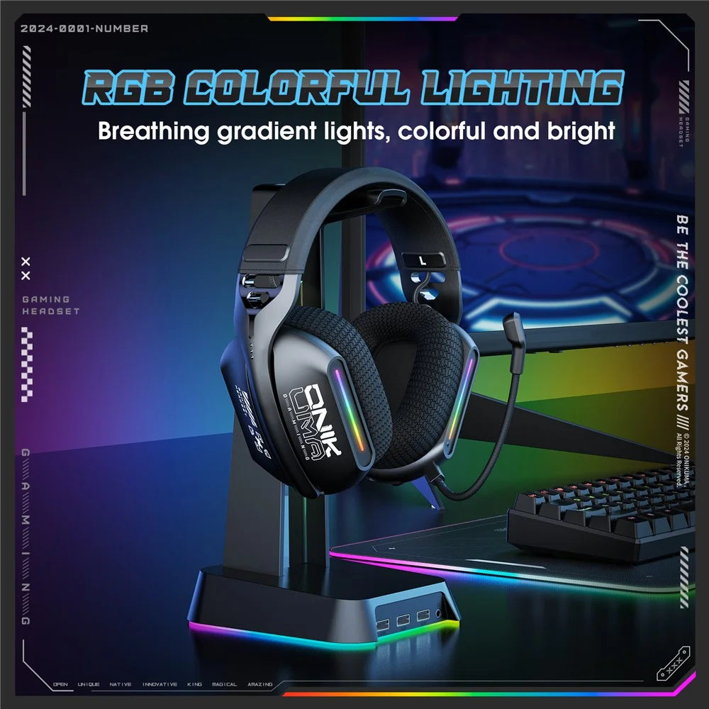 ONIKUMA GT808 Tri-Mode Headphones 2.4GHz Ultra-Low Latency Wireless Gaming Headset with Microphone - 3