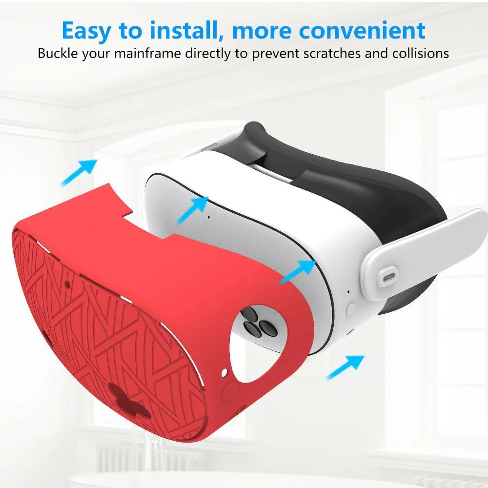 For Meta Quest 3S VR Silicone Case Stripes Style Heat Dissipation Protective Cover - Red - 2