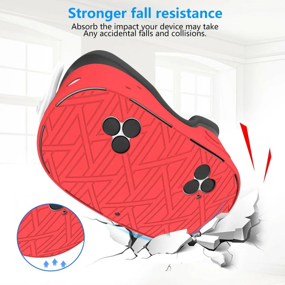 For Meta Quest 3S VR Silicone Case Stripes Style Heat Dissipation Protective Cover - Red - 4