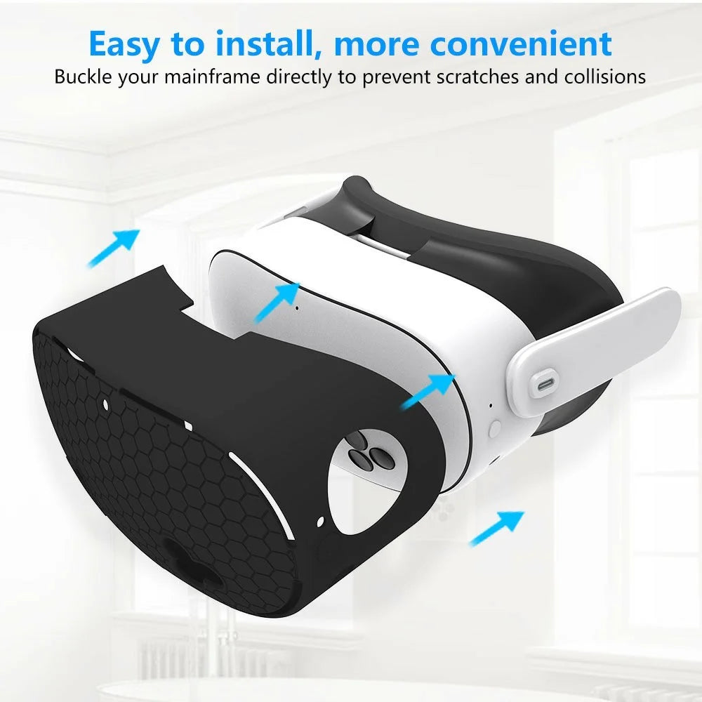 For Meta Quest 3S VR Silicone Case Honeycomb Texture Heat Dissipation Anti-Drop Cover - Black - 2