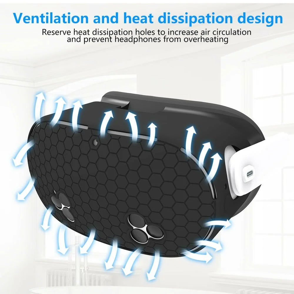 For Meta Quest 3S VR Silicone Case Honeycomb Texture Heat Dissipation Anti-Drop Cover - Black - 5
