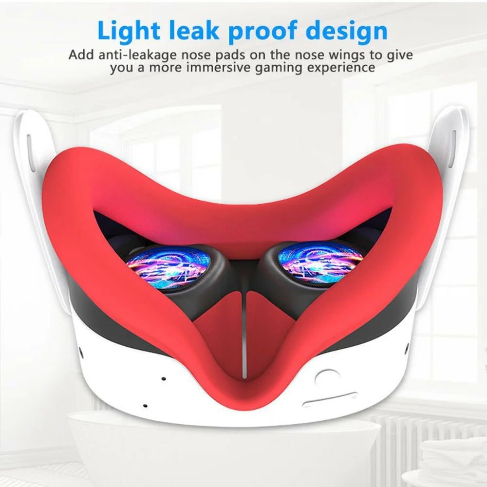 For Meta Quest 3S VR Facial Interface Silicone Case Anti-Sweat Face Pad Protective Cover - Red - 2