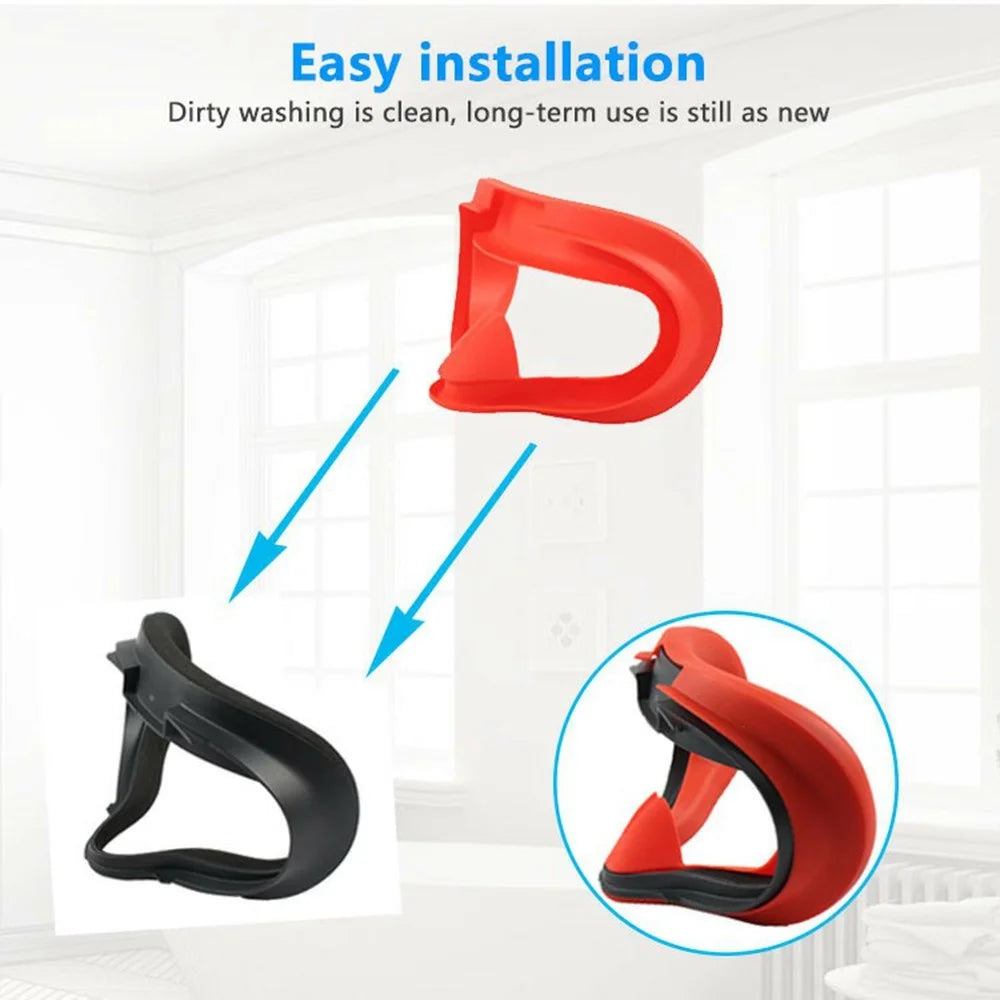 For Meta Quest 3S VR Facial Interface Silicone Case Anti-Sweat Face Pad Protective Cover - Red - 5