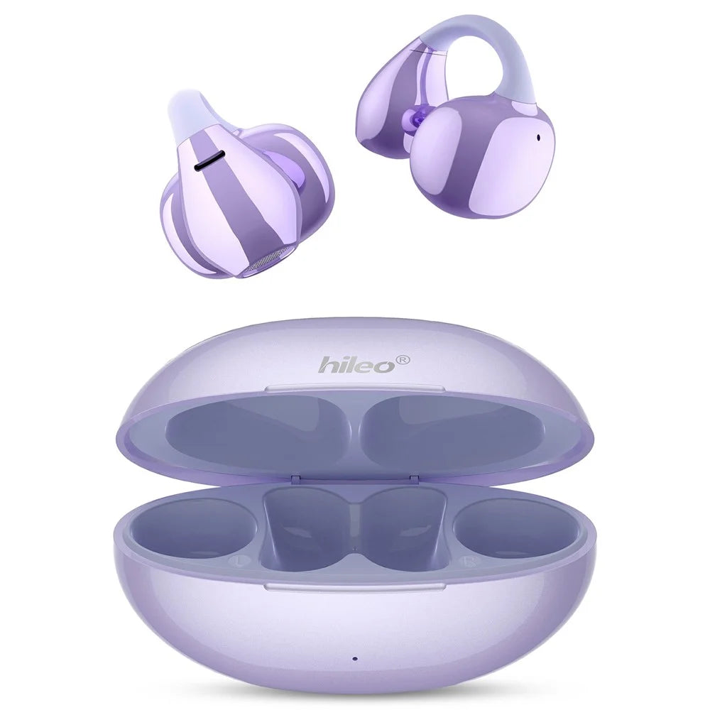 HILEO hi86 ENC Noise Reduction Stereo Wireless Earphones Clip-On Bluetooth-compatible Earbuds - Purple - 1