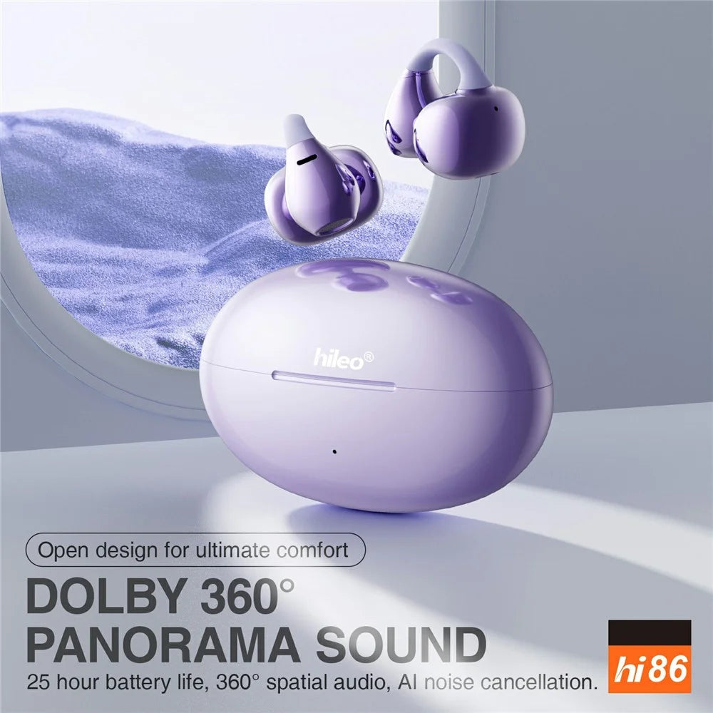 HILEO hi86 ENC Noise Reduction Stereo Wireless Earphones Clip-On Bluetooth-compatible Earbuds - Purple - 4