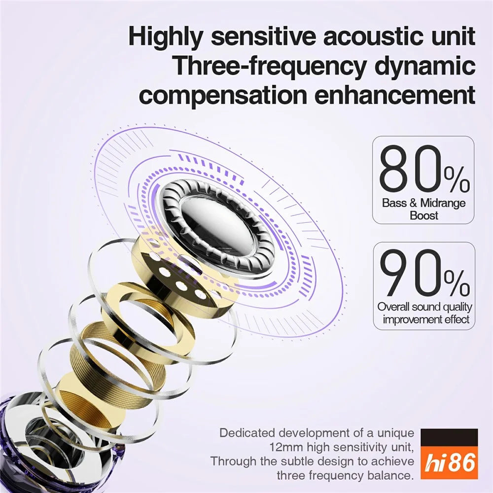 HILEO hi86 ENC Noise Reduction Stereo Wireless Earphones Clip-On Bluetooth-compatible Earbuds - Purple - 7