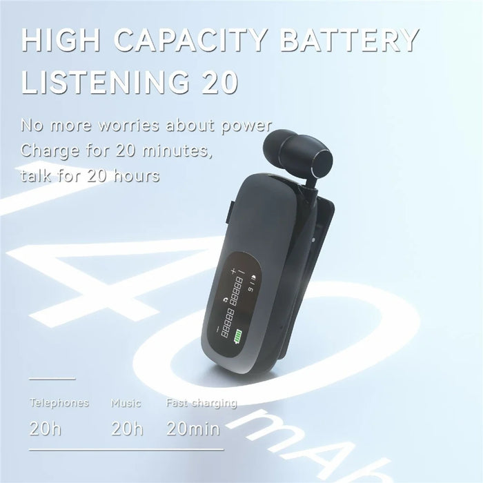 K75 LCD Screen Business Bluetooth-compatible Headset Noise Cancellation Earphone with Vibration Alert - Matte Grey - 4