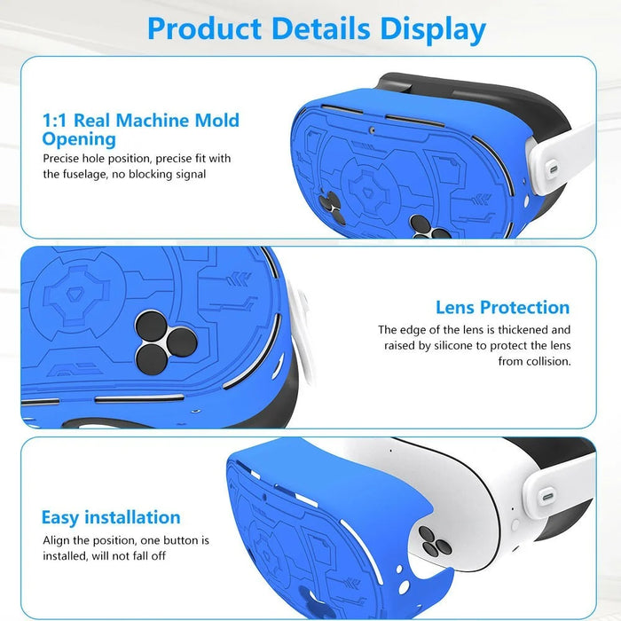 Silicone Protective Case for Meta Quest 3S Shockproof Sleeve Cover VR Headset Accessory - Blue - 6