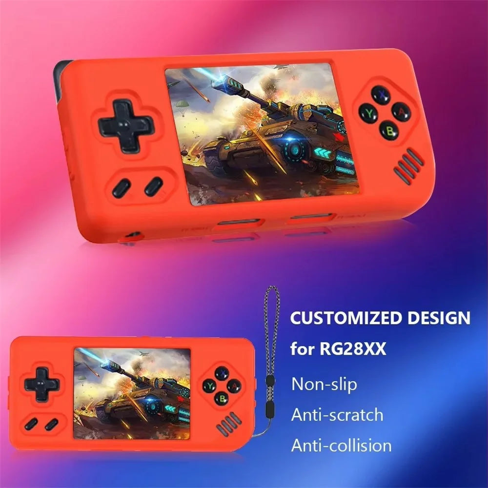 Silicone Protective Case for Anbernic RG28XX Handheld Gaming Console Sleeve with Strap - Red - 2