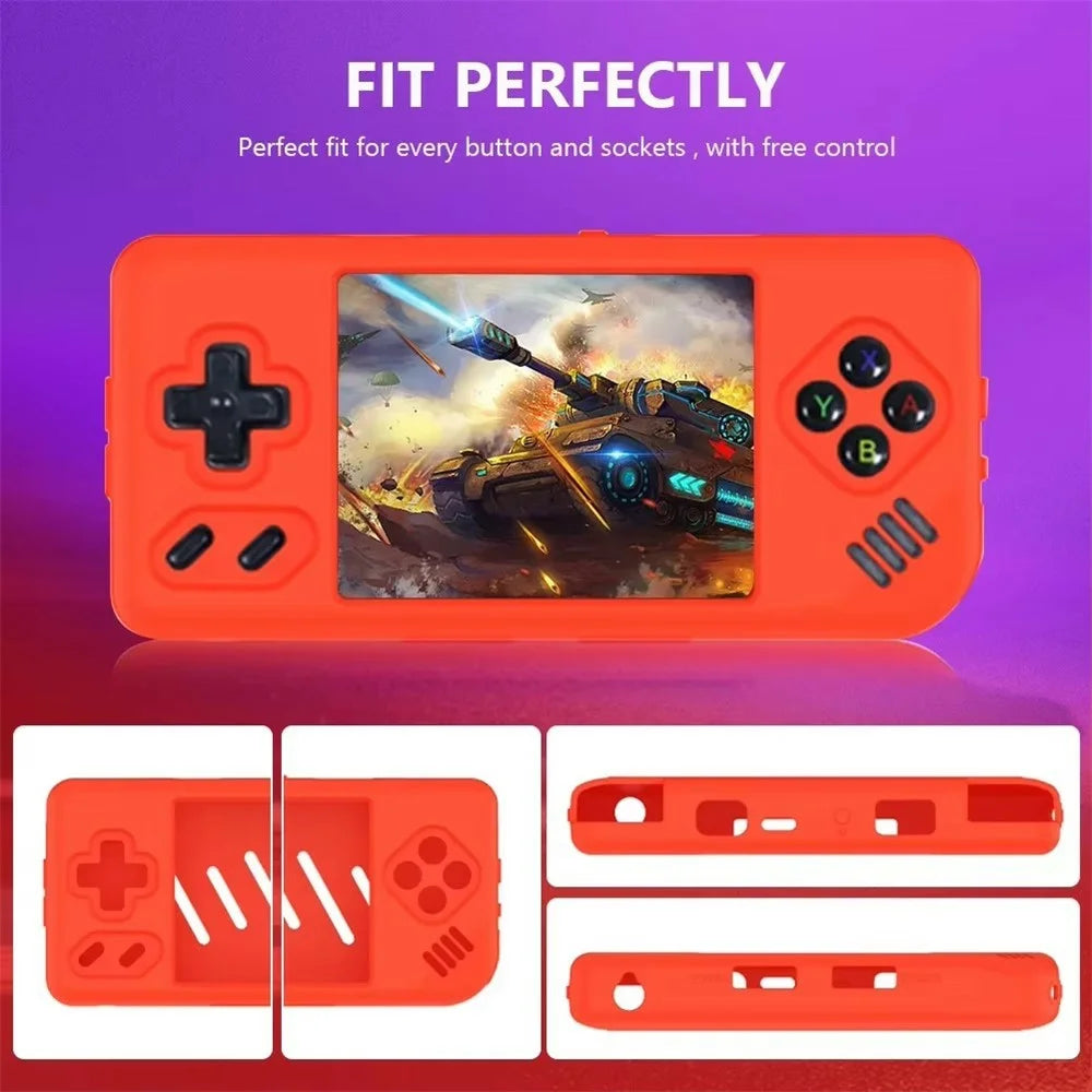 Silicone Protective Case for Anbernic RG28XX Handheld Gaming Console Sleeve with Strap - Red - 3