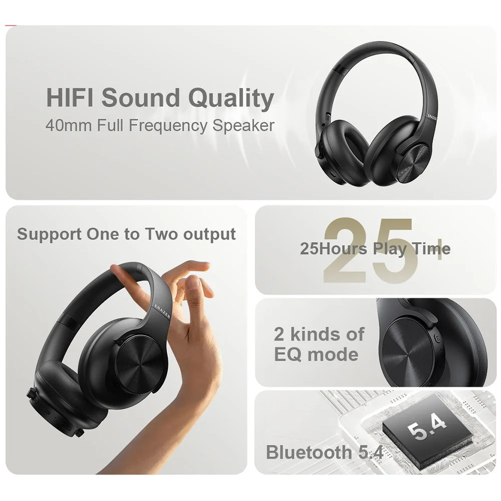 LENOVO Erazer G50 Wireless Bluetooth-compatible Stereo Headphone Over-Ear Foldable Music Headset - Black - 3