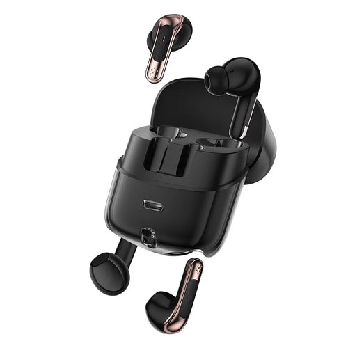 J17 2 Pair Bluetooth-compatible 5.4 Headphones LED Display Stereo Sports Earbuds - Black - 1