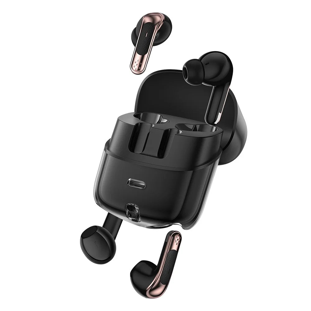 J17 2 Pair Bluetooth-compatible 5.4 Headphones LED Display Stereo Sports Earbuds - Black - 1
