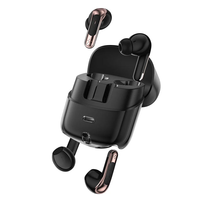 J17 2 Pair Bluetooth-compatible 5.4 Headphones LED Display Stereo Sports Earbuds - Black - 1