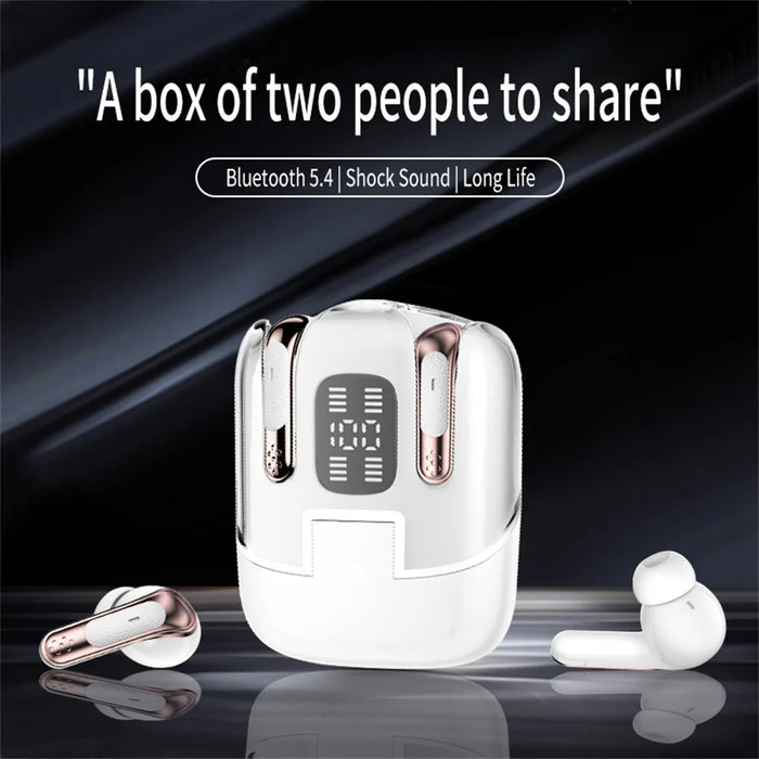 J17 2 Pair Bluetooth-compatible 5.4 Headphones LED Display Stereo Sports Earbuds - Black - 3