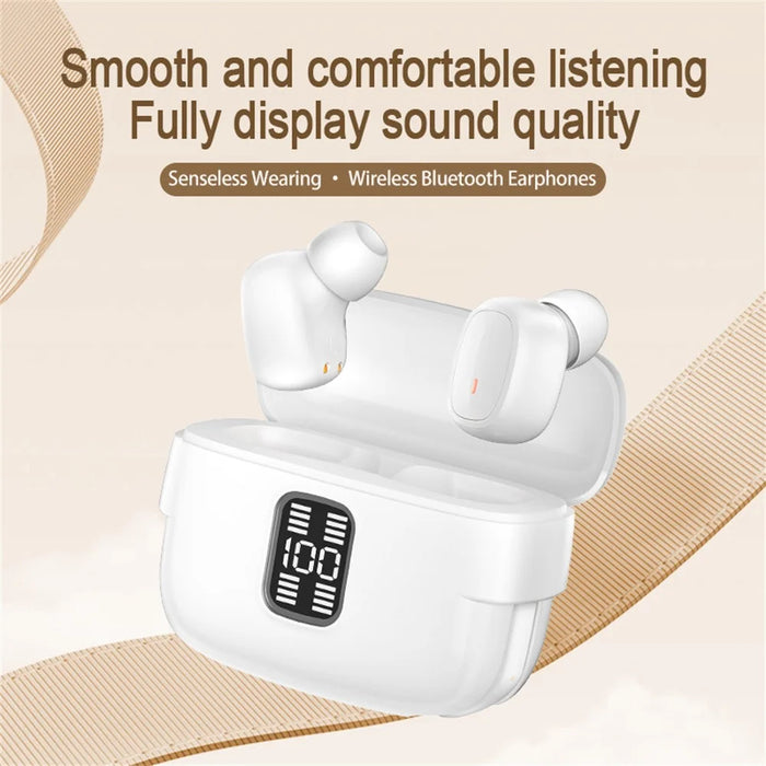J32 2 Pair Wireless Earbuds Bluetooth-compatible 5.3 LED Display Sport Headphones Noise Cancelling - Black - 5