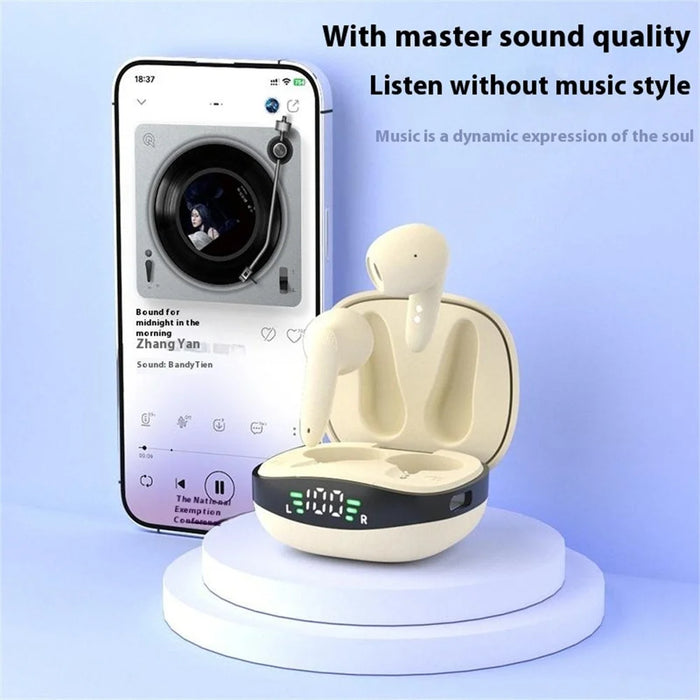 BH28 TWS Bluetooth-compatible 5.3 Earphones Touch Control Wireless Music Gaming Headset - Nude - 3