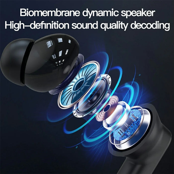 BY16 Bluetooth-compatible 5.4 Headset Noise-Cancelling TWS Earbuds Full-Color Touchscreen - Black - 5