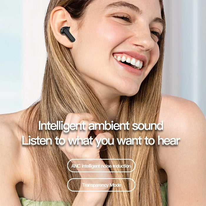 BY16 Bluetooth-compatible 5.4 Headset Noise-Cancelling TWS Earbuds Full-Color Touchscreen - Black - 6