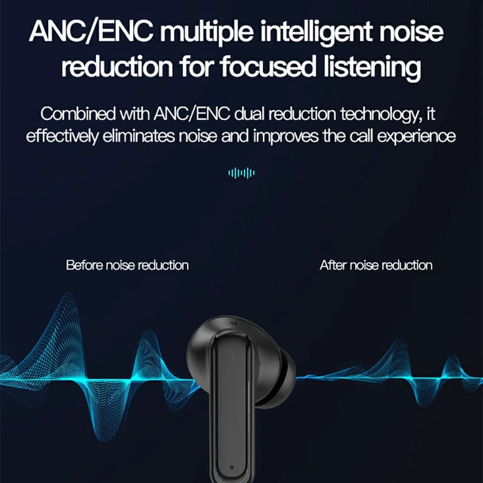 BY16 Bluetooth-compatible 5.4 Headset Noise-Cancelling TWS Earbuds Full-Color Touchscreen - Black - 7
