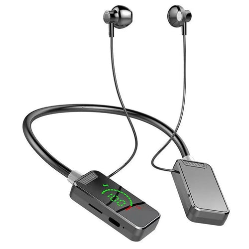 S8 Sport Running Neckband Bluetooth-compatible Headset Digital Display Music Calling Earphone Support TF Card - Black - 1