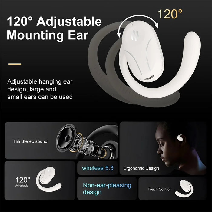 SP30 AI Directional Voice Transmission Open Ear Headphones Bluetooth-compatible Earphones with Rotating Hook - Nude - 5