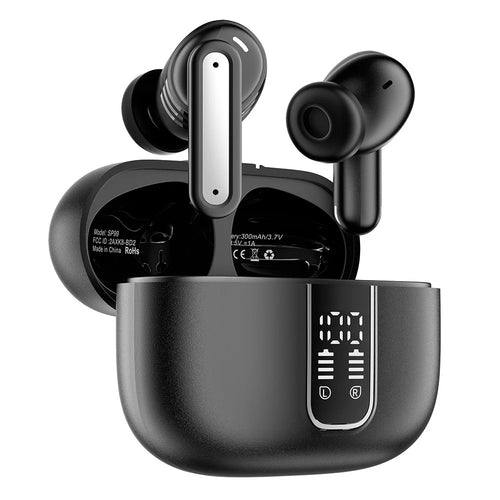 SP99 Wireless Headset With Digital Display Bluetooth-compatible Earbuds ANC ENC Noise Cancelling - Black - 1