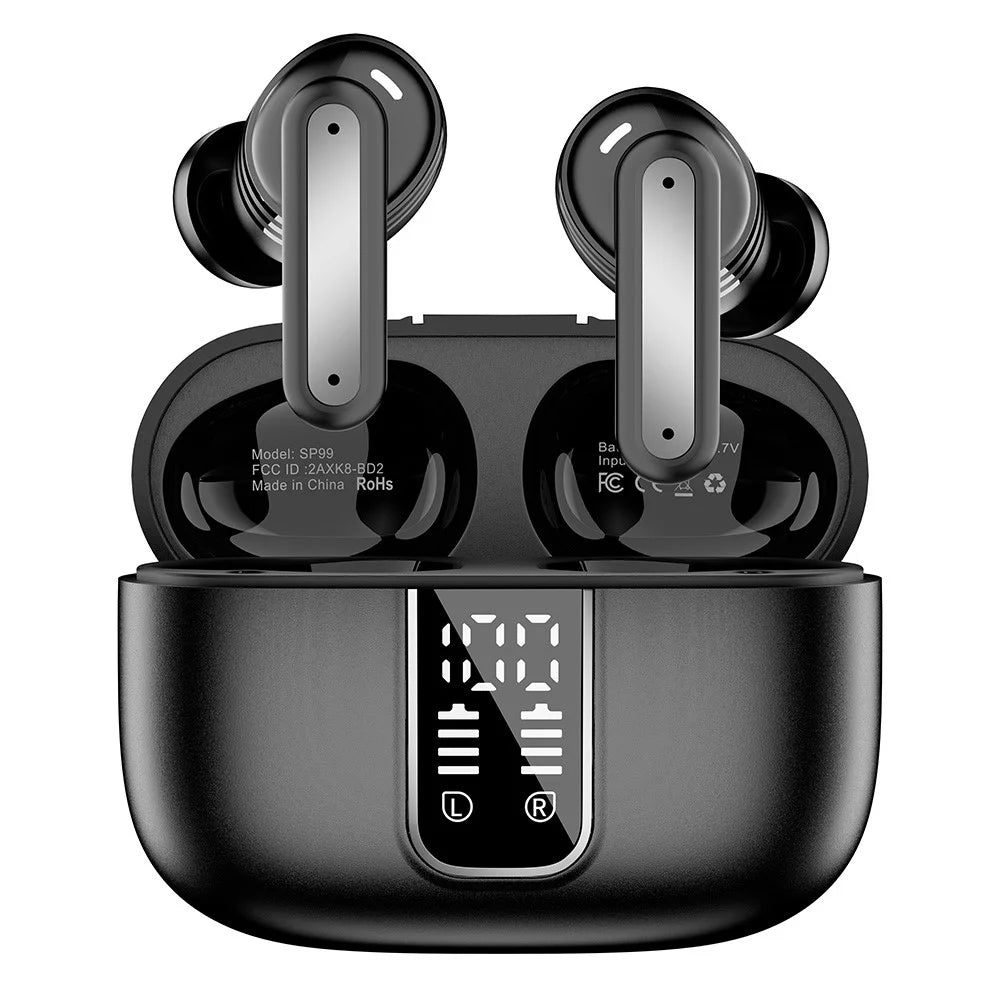 SP99 Wireless Headset With Digital Display Bluetooth-compatible Earbuds ANC ENC Noise Cancelling - Black - 3