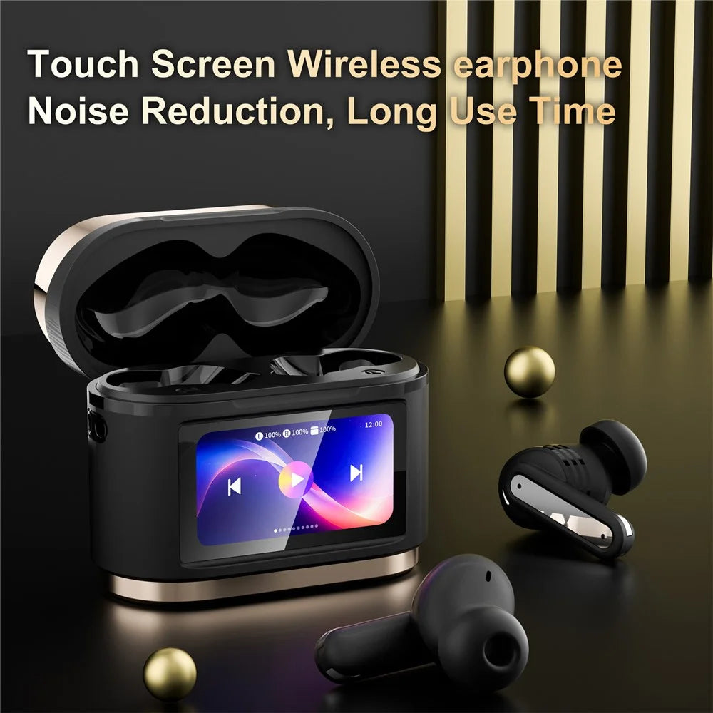 BD2 Smart Digital Display Touch Screen Wireless Bluetooth-compatible Headset ANC+ENC Noise Cancelling - Gold - 4