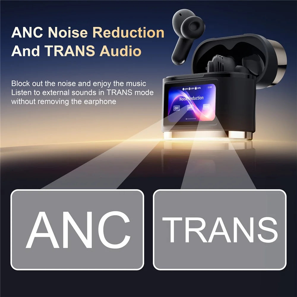 BD2 Smart Digital Display Touch Screen Wireless Bluetooth-compatible Headset ANC+ENC Noise Cancelling - Gold - 6