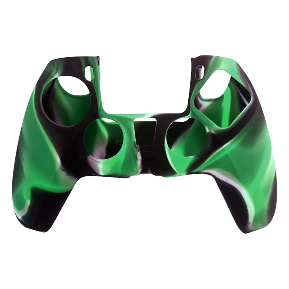 DATA FROG for Sony Playstation 5 Console Protective Case Camouflage Anti-Slip Silicone Cover - Blackish Green - 1