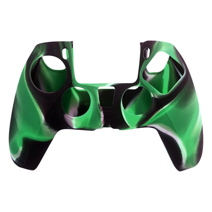 DATA FROG for Sony Playstation 5 Console Protective Case Camouflage Anti-Slip Silicone Cover - Blackish Green - 1