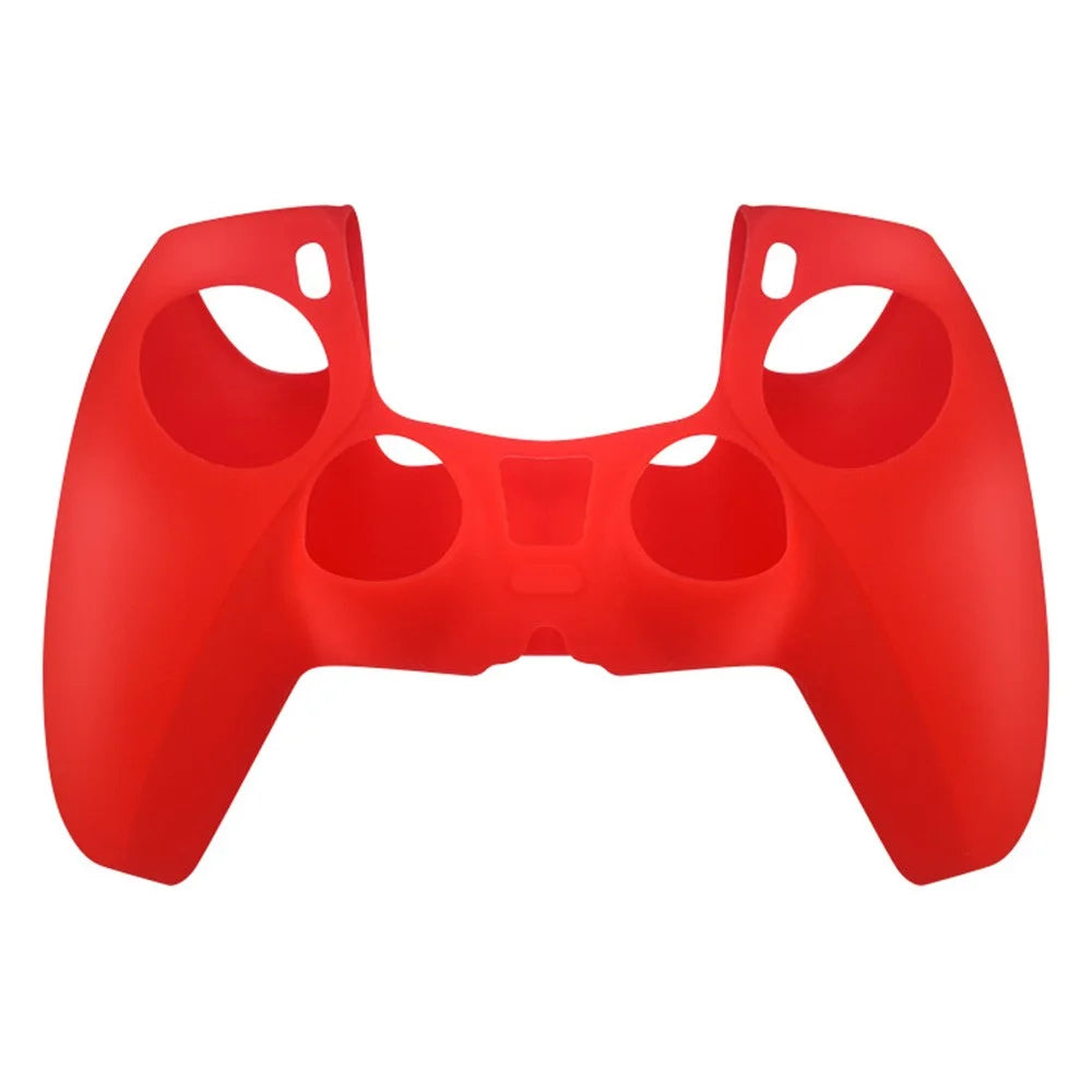 DATA FROG for Sony Playstation 5 Console Protective Case Solid Color Anti-Slip Silicone Cover - Red - 1