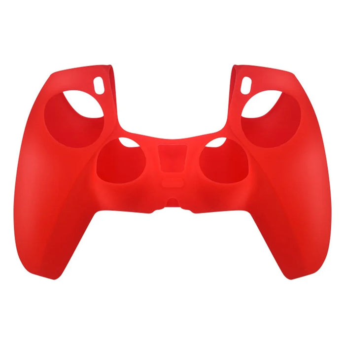 DATA FROG for Sony Playstation 5 Console Protective Case Solid Color Anti-Slip Silicone Cover - Red - 1