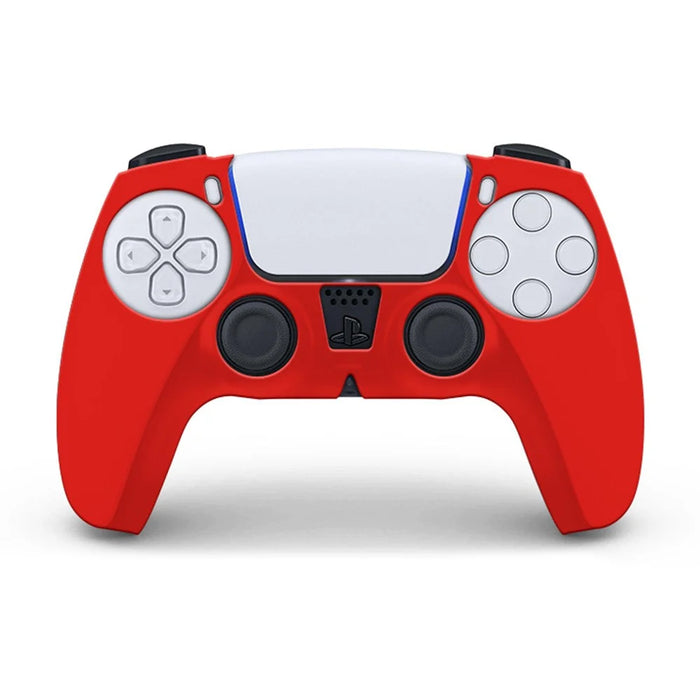 DATA FROG for Sony Playstation 5 Console Protective Case Solid Color Anti-Slip Silicone Cover - Red - 2