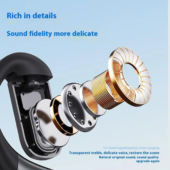 V700 Wireless Earbuds Bluetooth-compatible 5.5 Sports Earphones with Earhooks LED Power Display - Black - 5