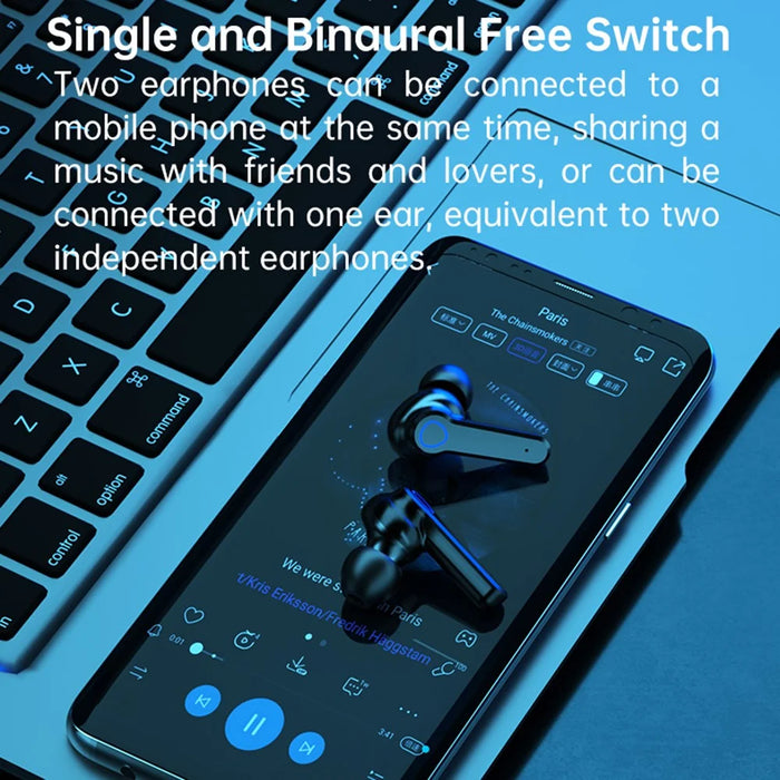 M19pro Bluetooth-compatible In-Ear Headphones HiFi Stereo Sound Touch Control Wireless Earbuds - 2