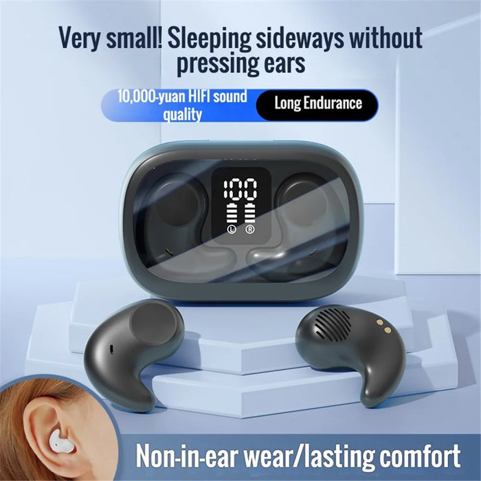 M51 Mini Bluetooth-compatible Earphones Noise Reduction Wireless Sleep Earbuds with Charging Case for Side Sleepers - Black - 2
