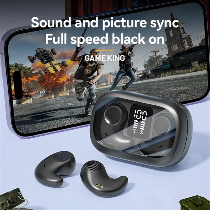 M51 Mini Bluetooth-compatible Earphones Noise Reduction Wireless Sleep Earbuds with Charging Case for Side Sleepers - Black - 6