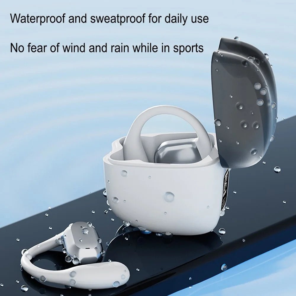 JS371 Bluetooth-compatible 5.4 Headphones Sport Earhooks Wireless Noise Reduction Earphones with Charging Case - Black - 5