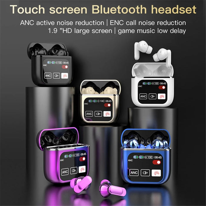 SE-60 Bluetooth-compatible 5.4 Headphones with Smart Touch Screen Housing Noise Cancelling Wireless Earbuds - White - 2