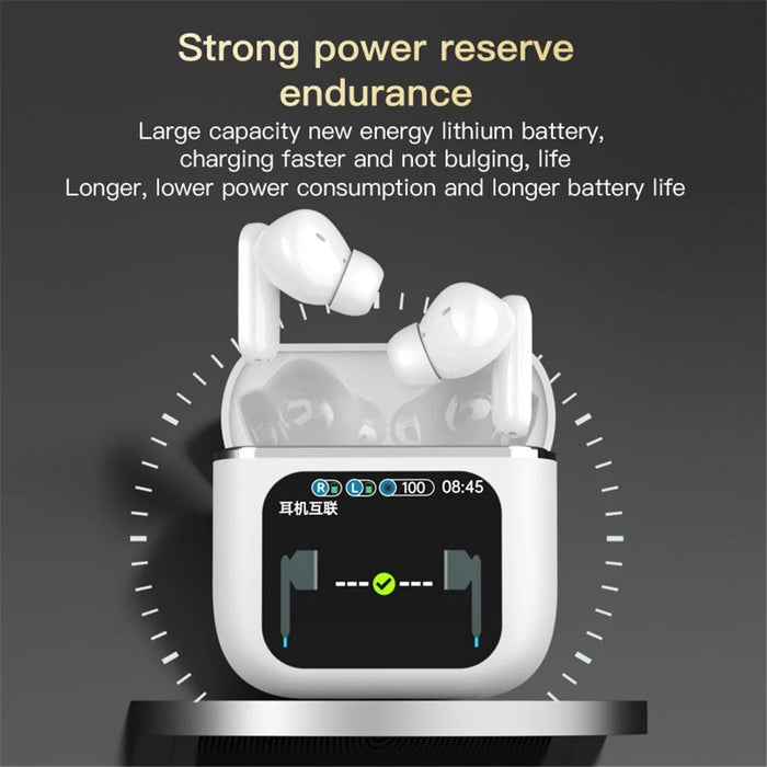 SE-60 Bluetooth-compatible 5.4 Headphones with Smart Touch Screen Housing Noise Cancelling Wireless Earbuds - White - 3