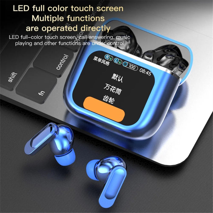 SE-60 Bluetooth-compatible 5.4 Headphones with Smart Touch Screen Housing Noise Cancelling Wireless Earbuds - White - 5