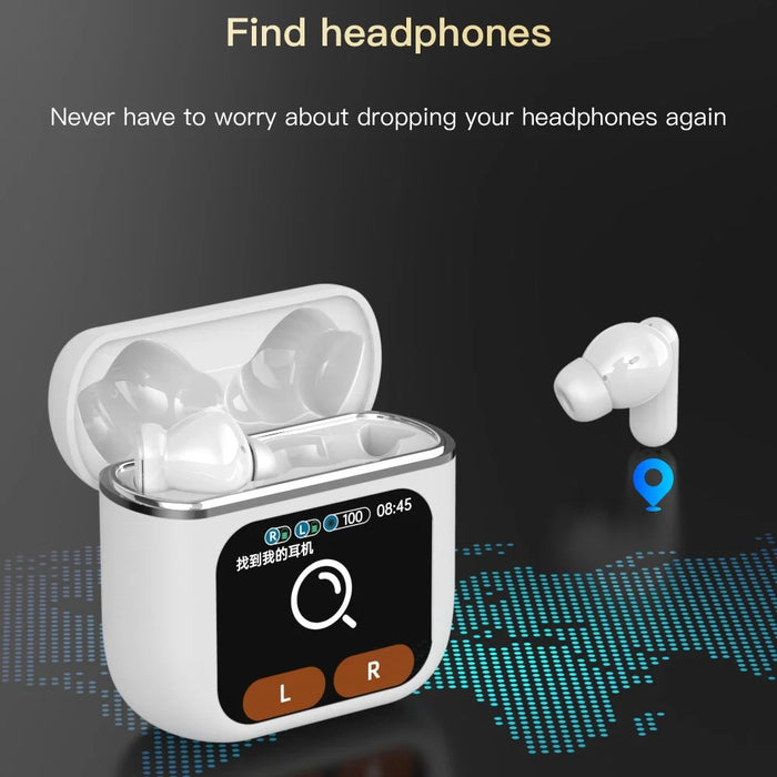 SE-60 Bluetooth-compatible 5.4 Headphones with Smart Touch Screen Housing Noise Cancelling Wireless Earbuds - White - 7